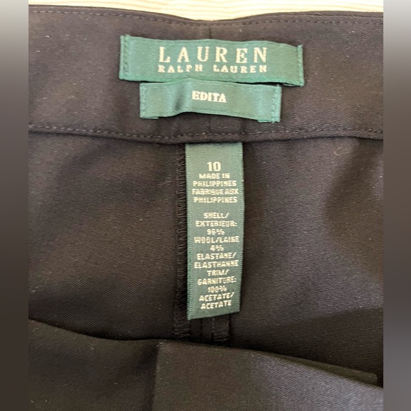 Ralph Lauren 96% fine wool black dress pants high waist straight legs US 10 - Picture 4 of 13